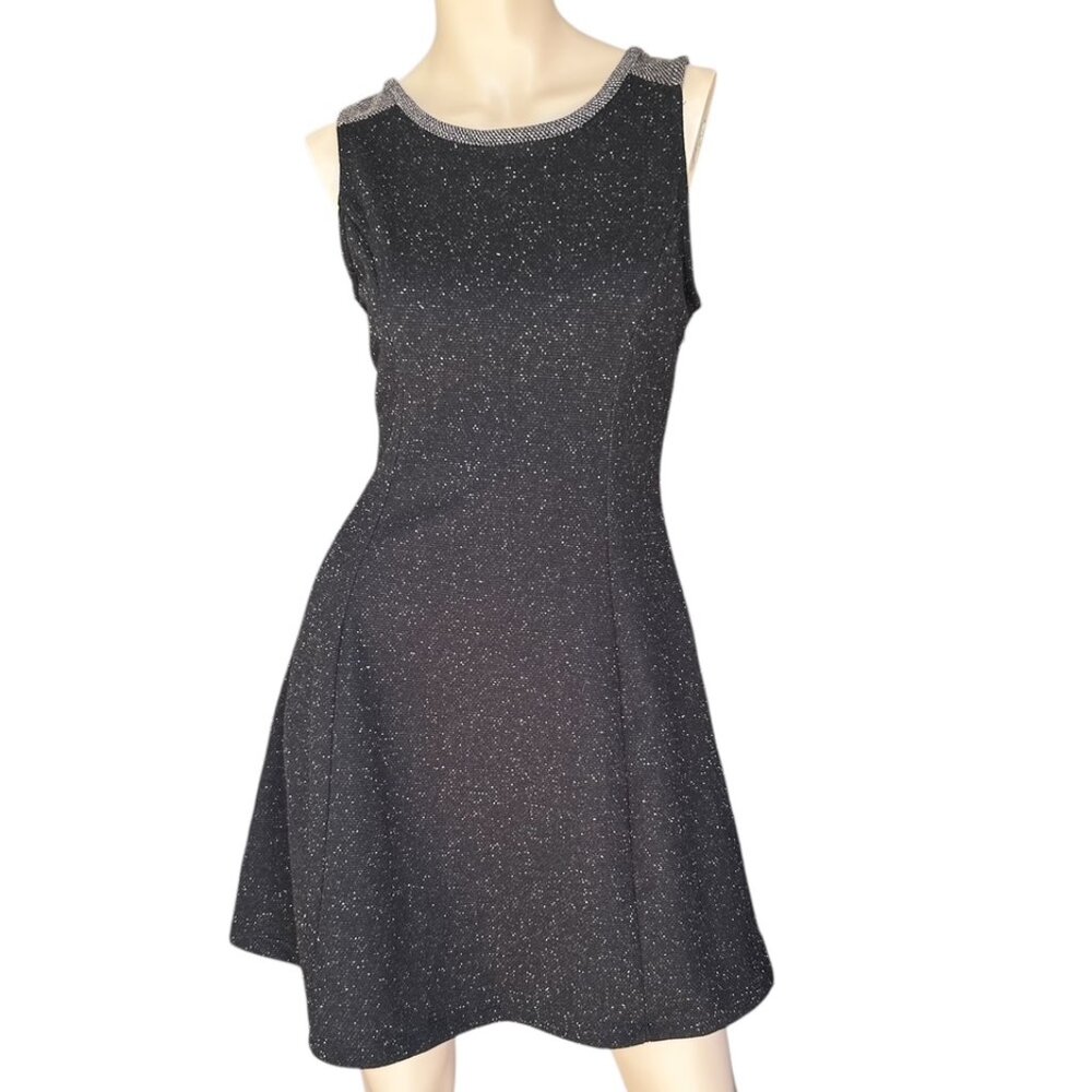 Old Navy Black Gray A-Line Short Dress Sleeveless Size S Office Corpcore